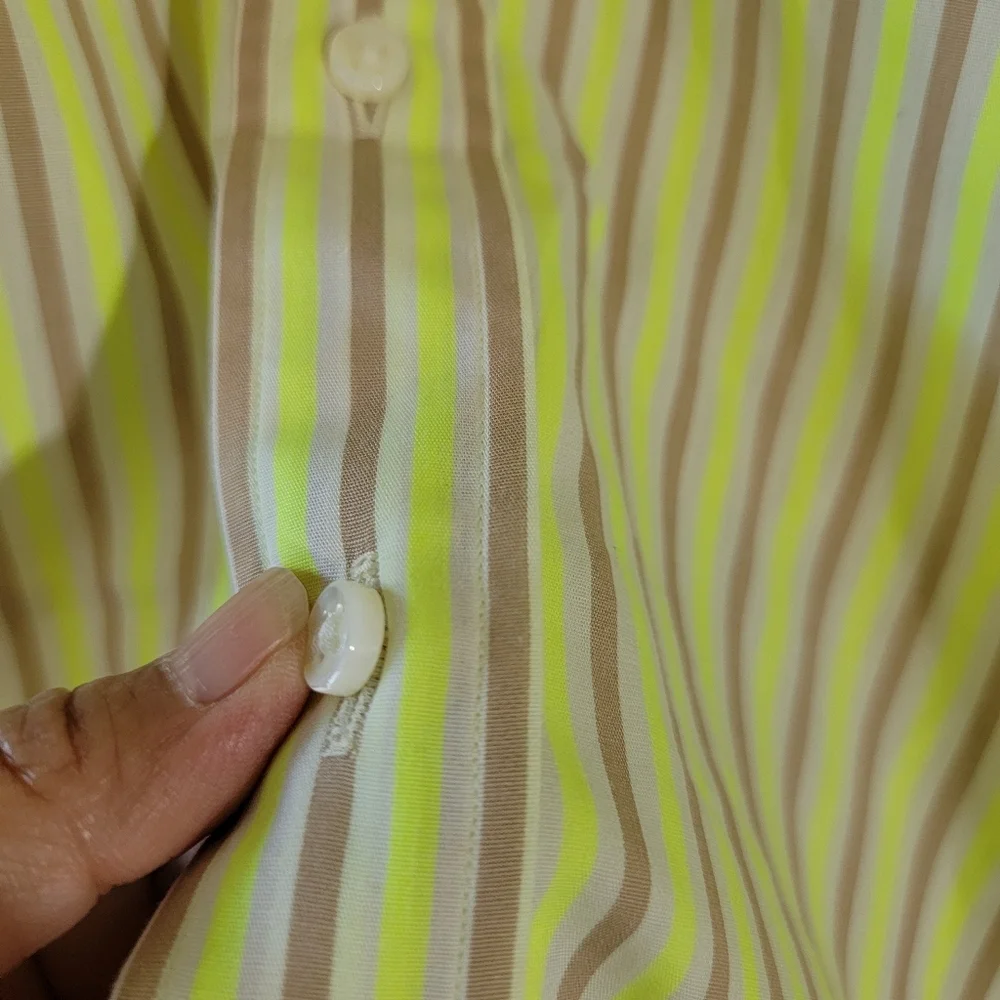 SID MASHBURN Yellow Brown Striped Button-Up Shirt Mens Sz M Quite Luxury Office